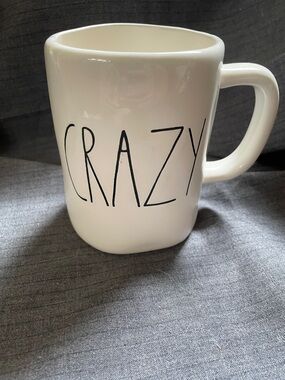 Rae Dunn White 'CRAZY' Ceramic Coffee Mug - White